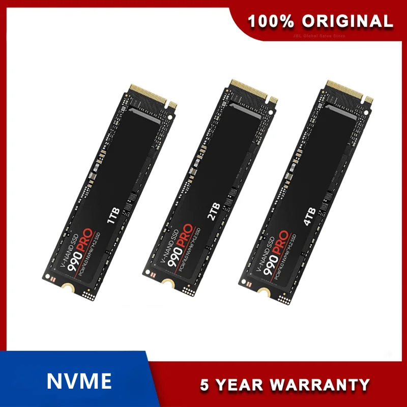 SSD  990 PRO PCIe 4.0 NVMe 4.0 M.2 2280, 1TB, 2TB, 4TB, SSD  ָ Ʈ ϵ ̺, Ʈ PC PS4 128gb